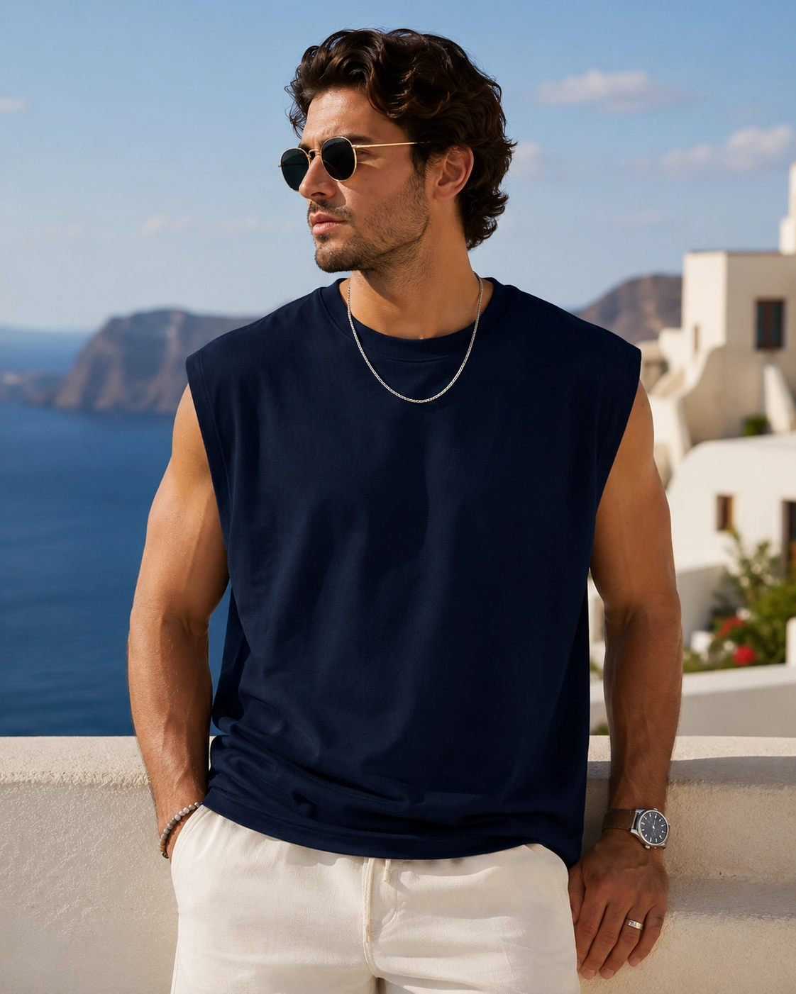 Pearl Blue Oversized Tank Top