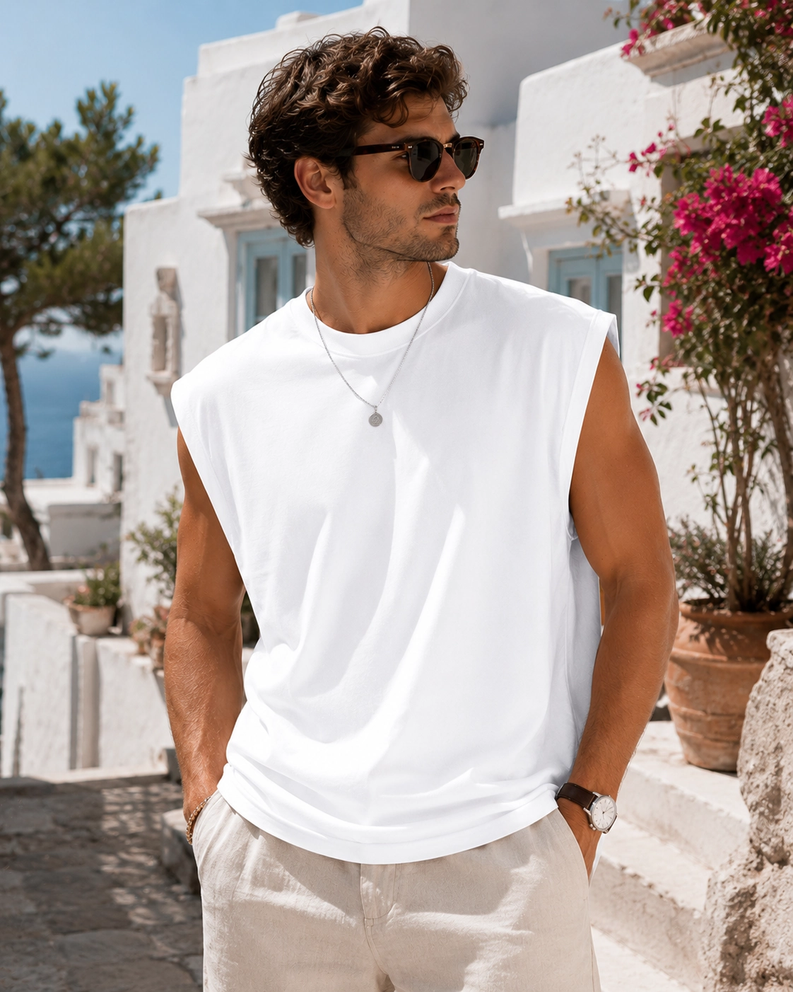 White Oversized Tank Top