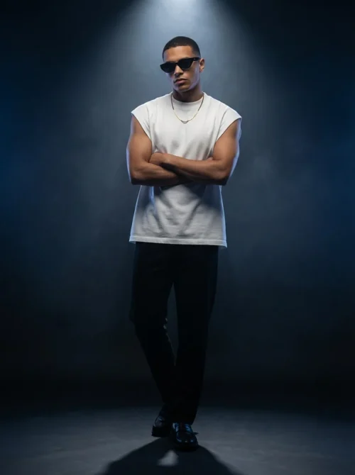 Oversized French Terry White Tank Top