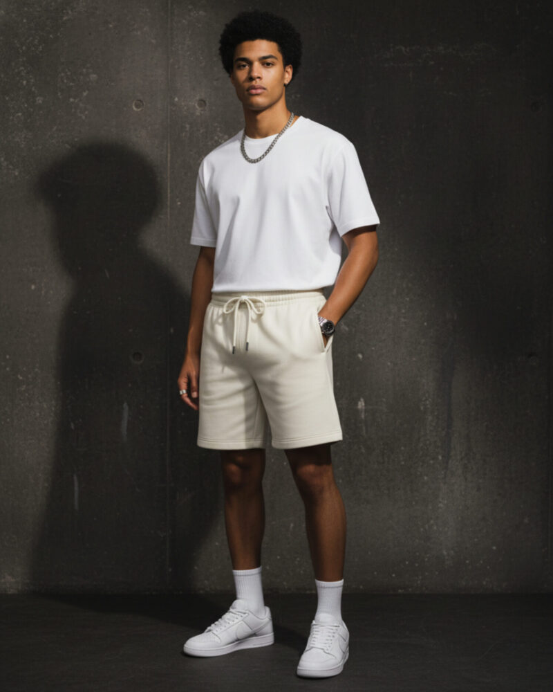 Off-White Solid Shorts