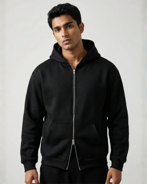 Black Double Zipper Hoodie