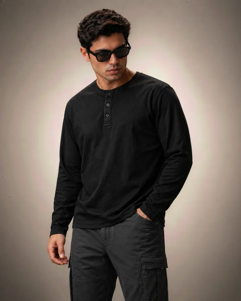 black-henley-waffle-knit-full-sleeve