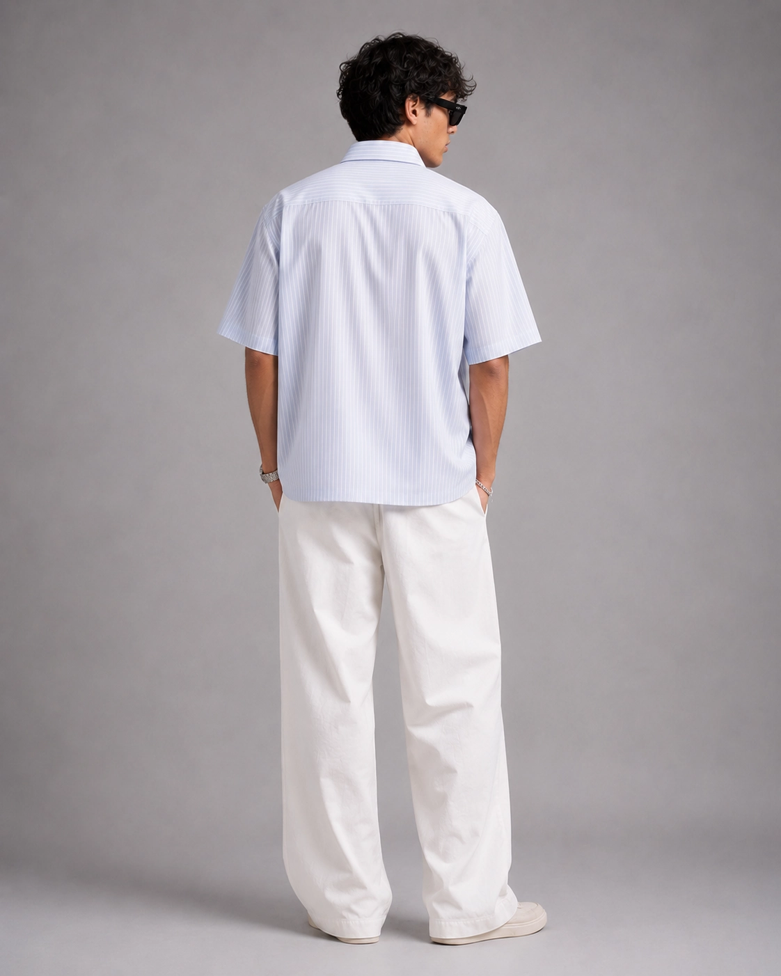 Azure Stripe Boxy Shirt - Image 3