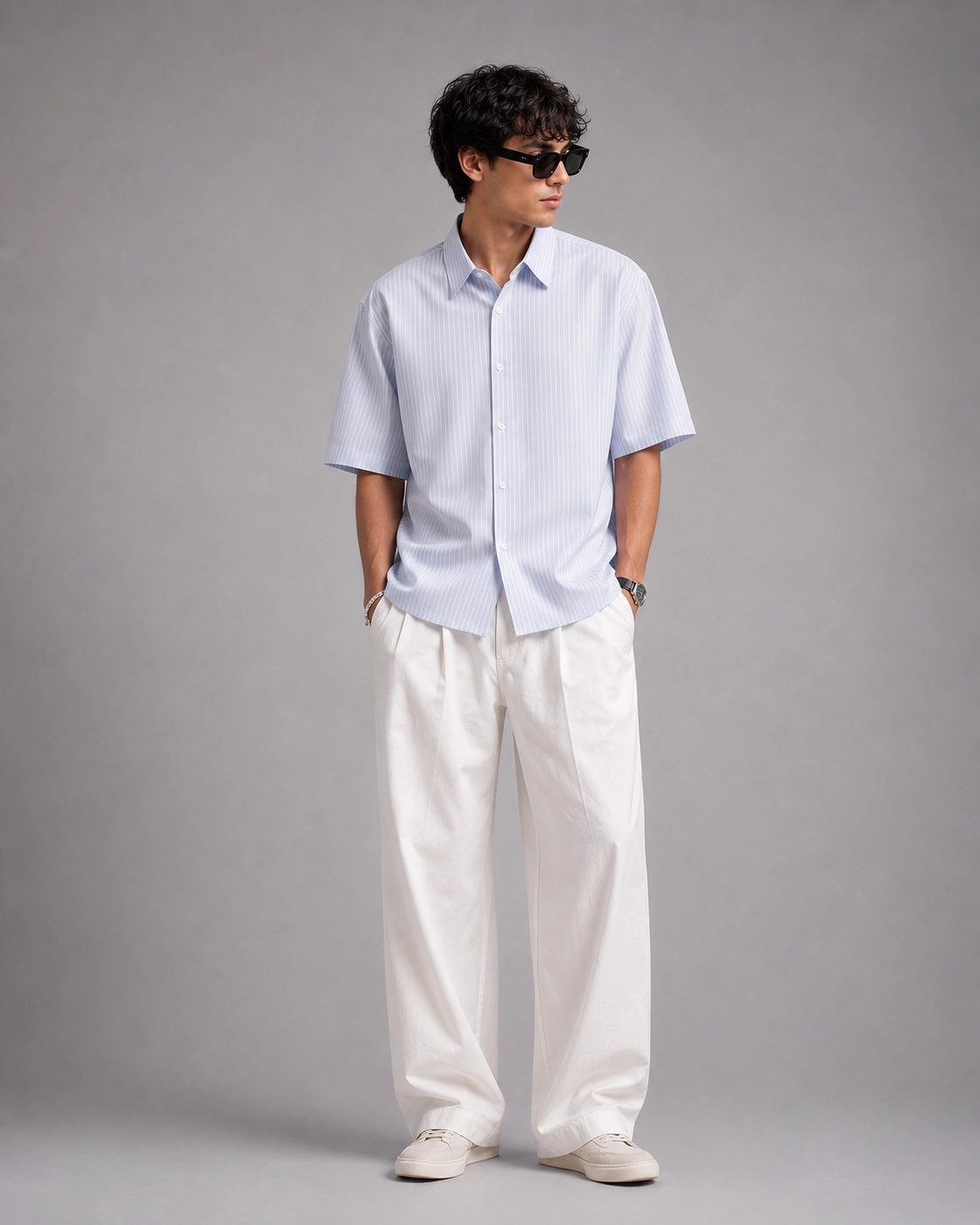 Azure Stripe Boxy Shirt - Image 2