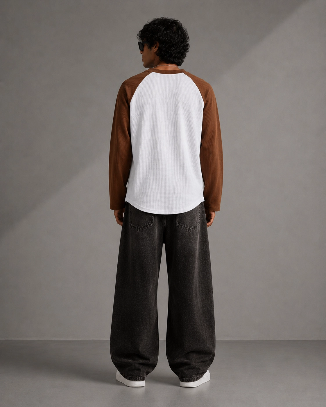 Raglan Waffle Knit: Brown - Image 3