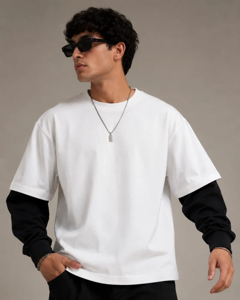 double-sleeve-black-white-oversized-tee