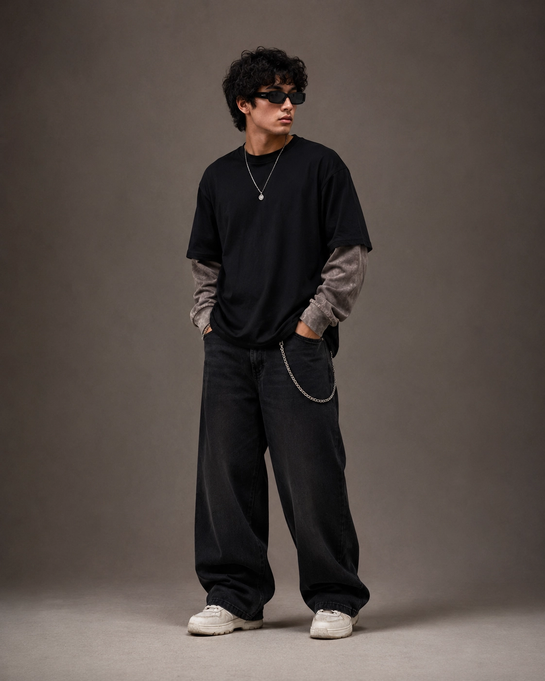 Double Sleeve Acidwash Oversized Tee - Image 2