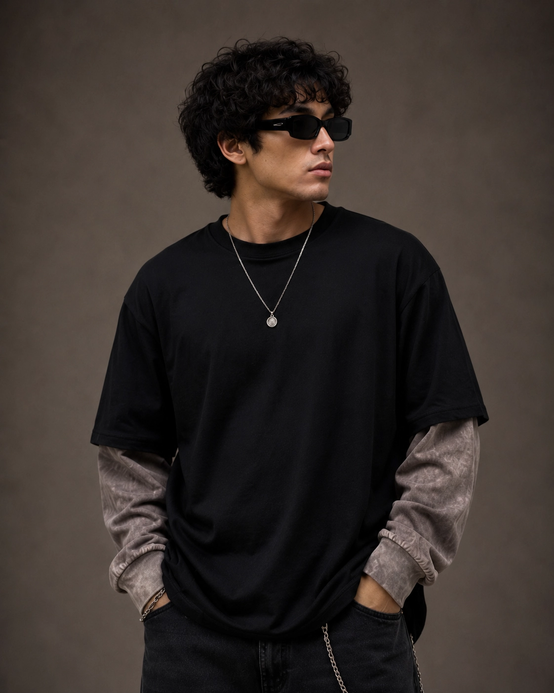 Double Sleeve Acidwash Oversized Tee