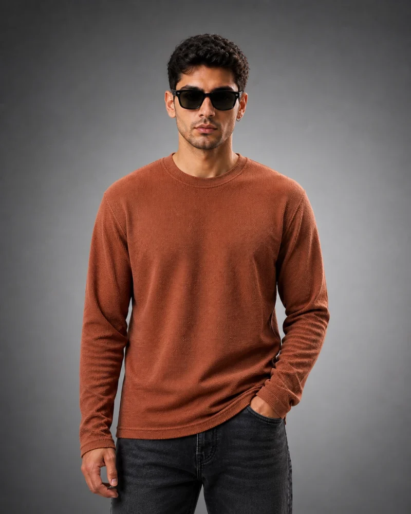 brown-waffle-knit-full-sleeve-t-shirt