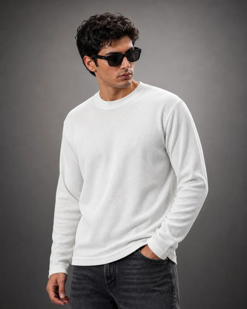 white-waffle-knit-full-sleeve-t-shirt