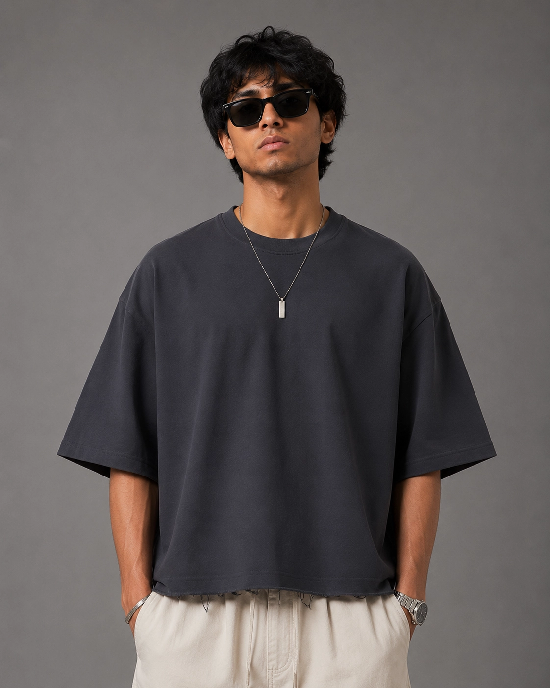 Charcoal Grey Boxy Fit Tee
