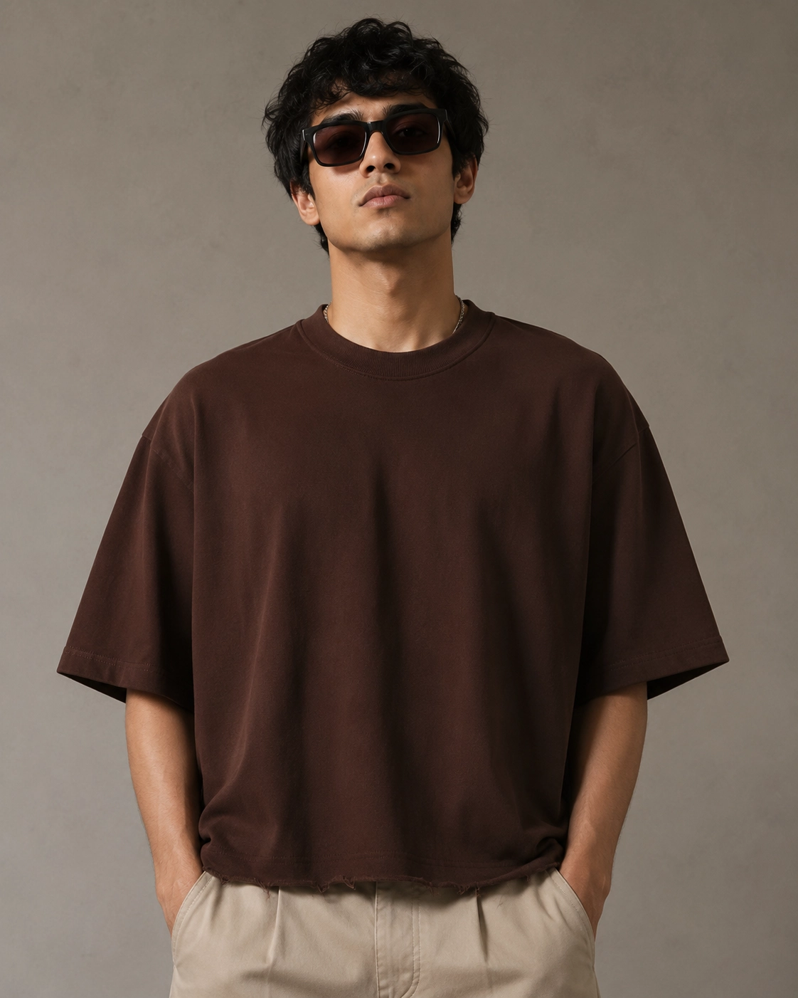 Chocolate Brown Boxy Fit Tee