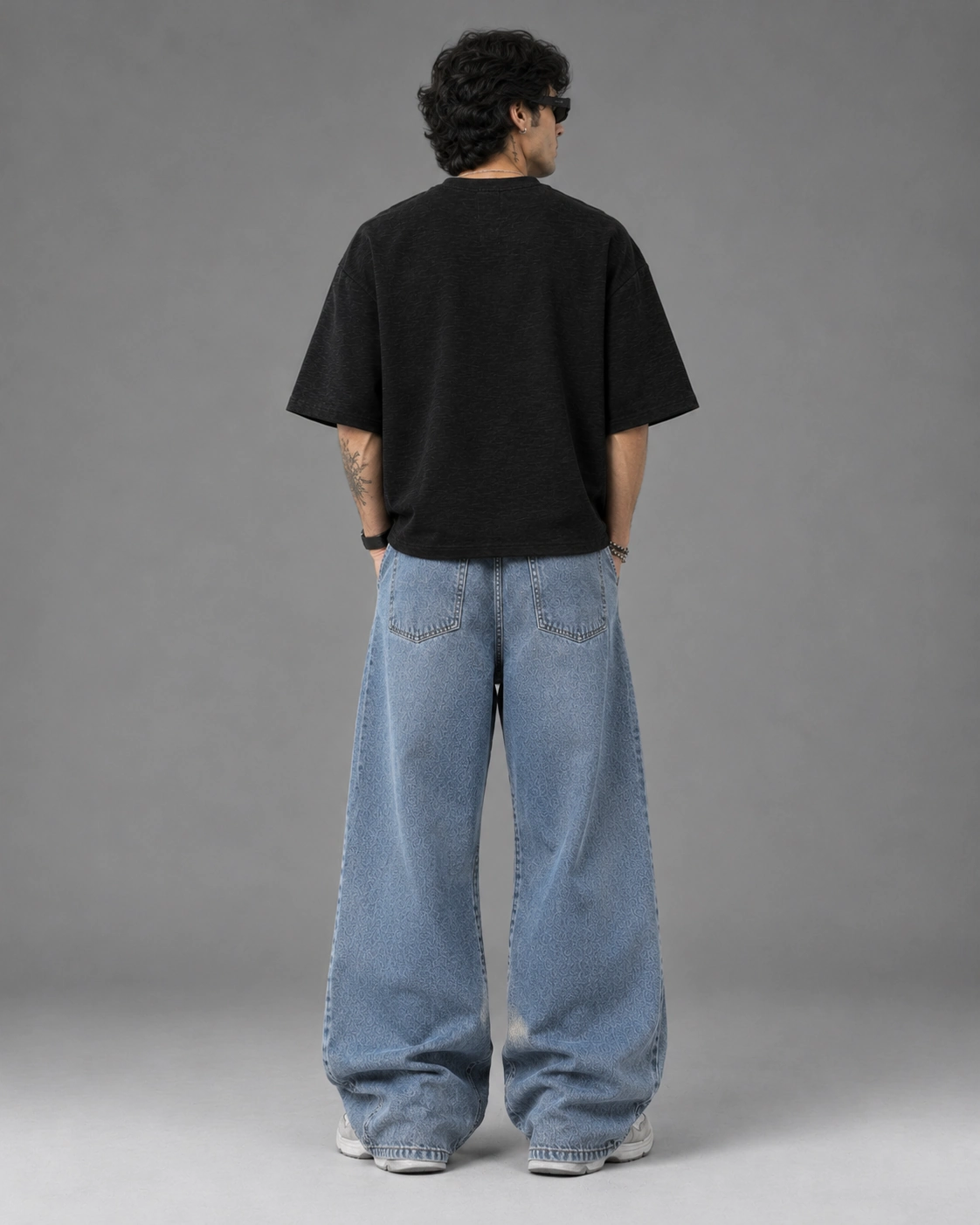 Black Slub Boxy Fit Tshirt - Image 3