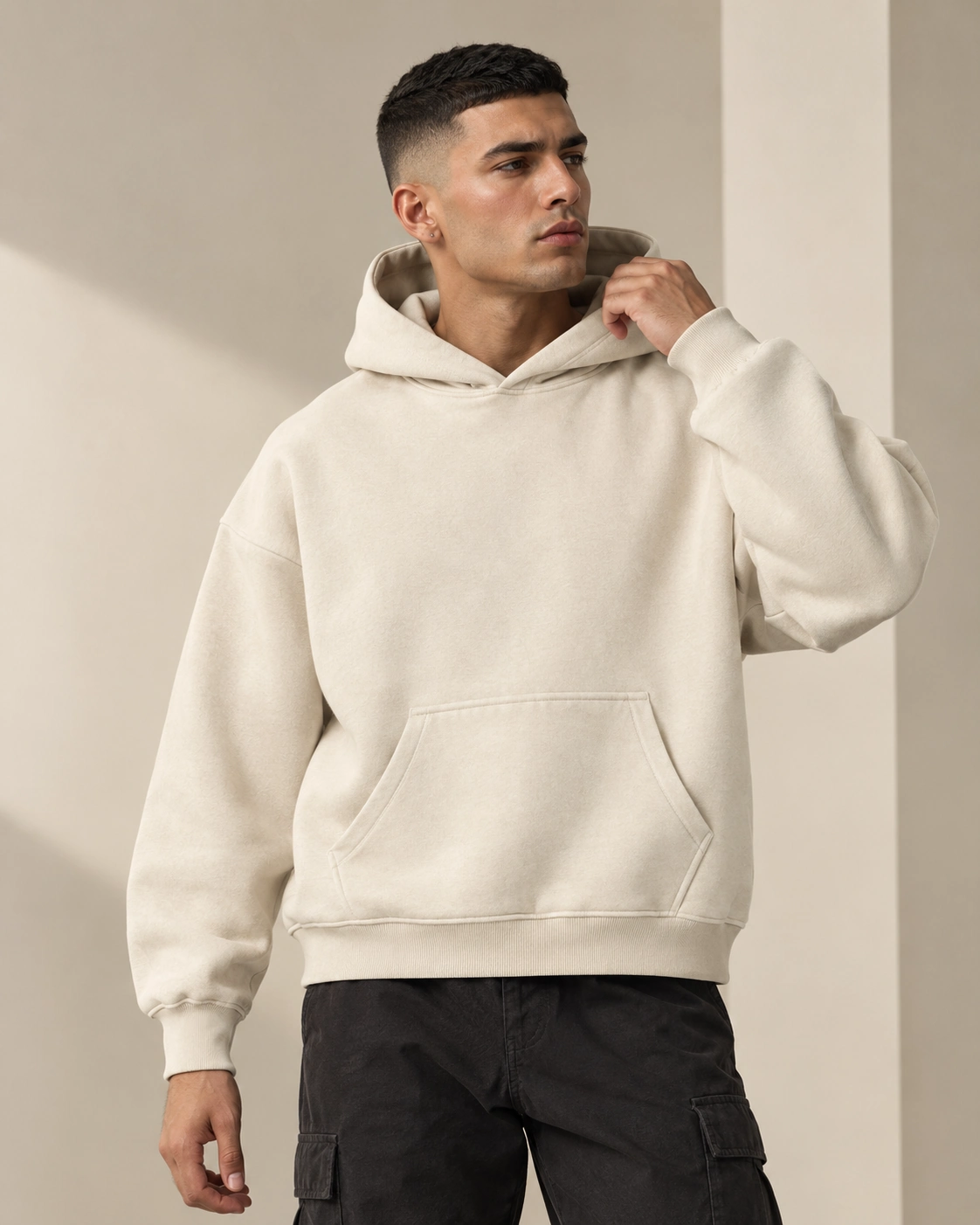 Cream Boxy Hoodie